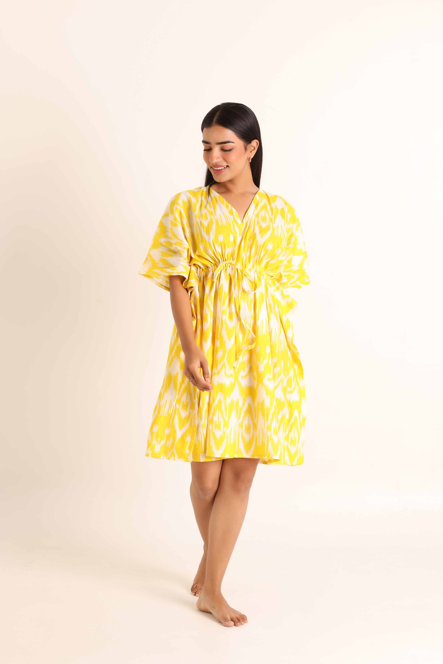 Ikaat kaftan- Yellow