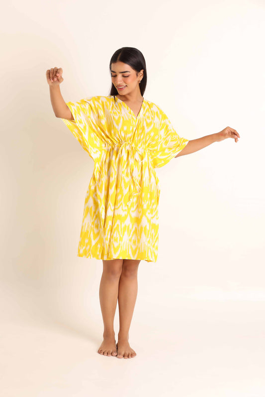 Ikaat kaftan- Yellow